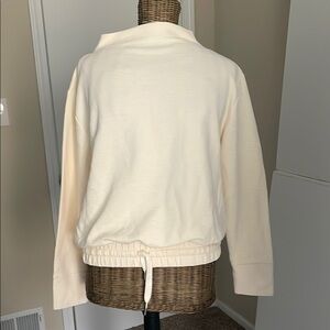 Garnet Hill Cream Tie-Waist Ribbed Sweatshirt